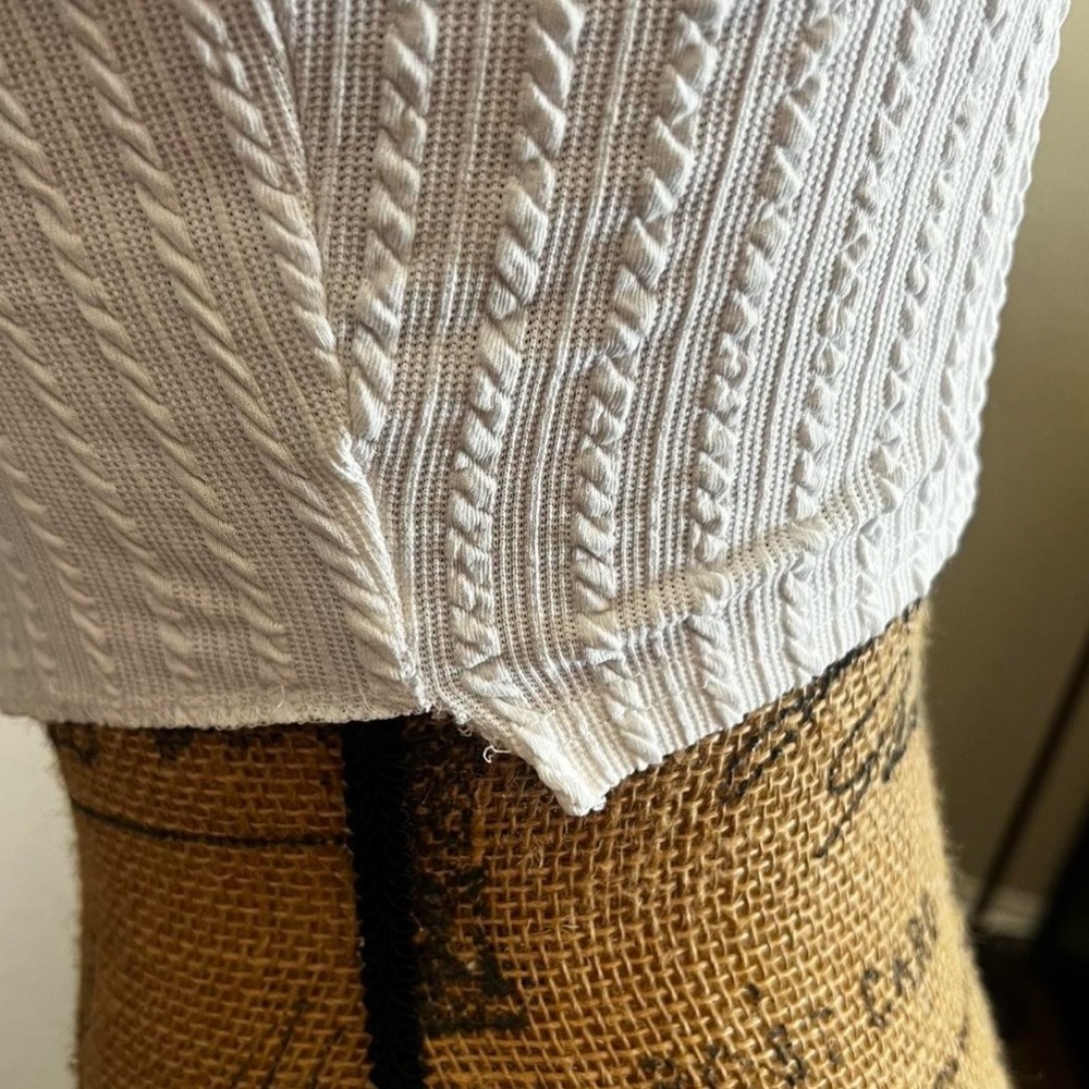 White Knit Women Top with Gold Hardware - Picture 3 of 5